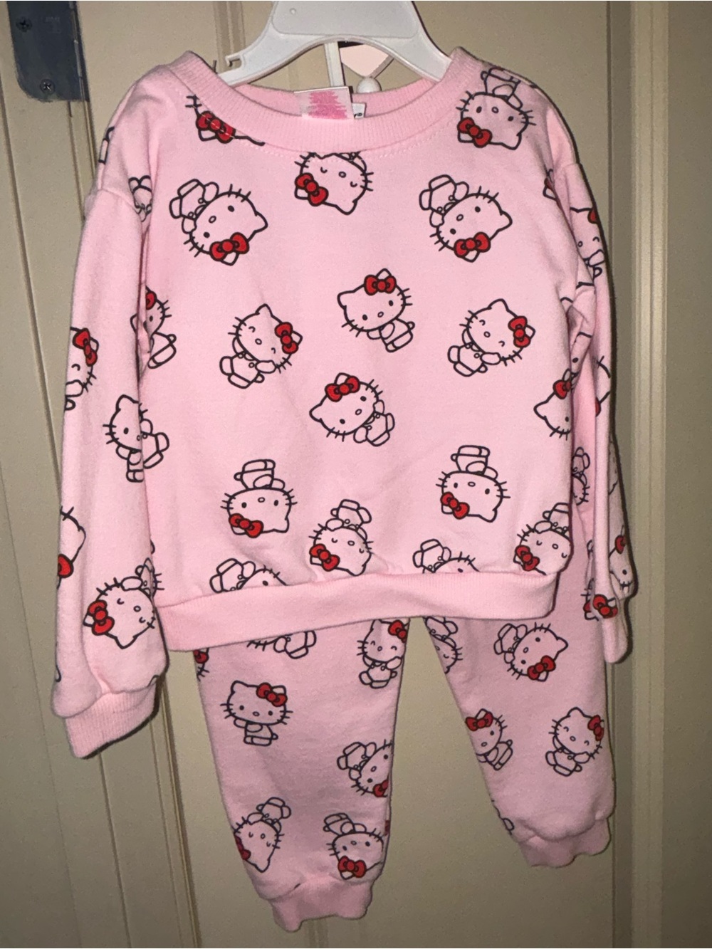 Hello Kitty Baby Girls Pink All-Over Print Sweatshirt & Joggers Set 24M